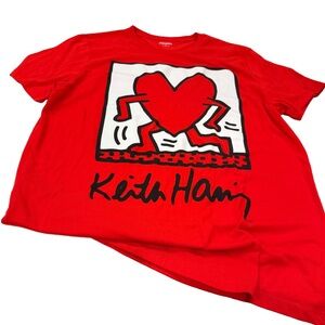 Old Navy Red Kids T-Shirt with Keith Hering Heart Design